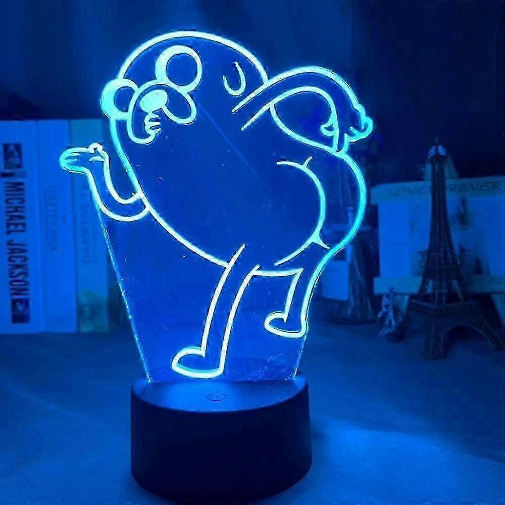 SCSYV Adventure Time Jake The Dog Bend Over Figure 3D Night Light, Acrylic Panel Abs Base USB Cable Illusion Effect Multi-Color Remote Control La