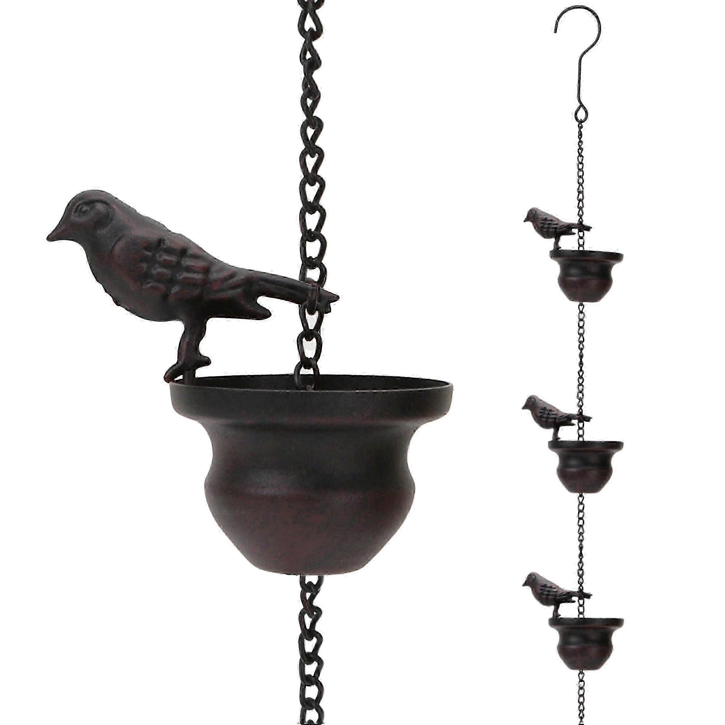 خمر الطيور على شكل سلسلة المطر الماسك - مزراب معلق مزخرف تشا للمزاريب الخارجية ، 8 أقدام