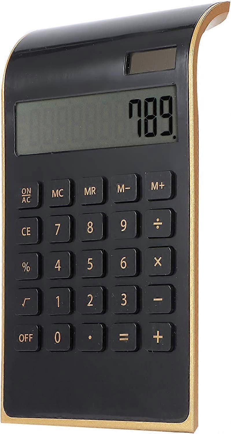 Solar Calculator, Lcd Display Easy To Read Slim Elegant Desk Calculators Compact Size Convenient For Carrying for Students Office Business Home(black)