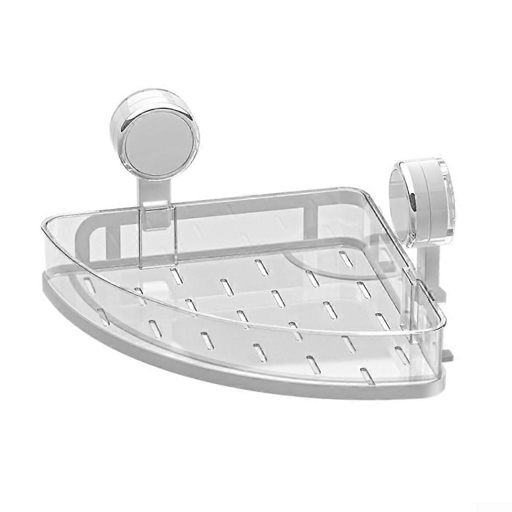 Corner Caddy No Drill Clear Wall Caddy Suction Cup Triangle Bathroom Storage Shelf White