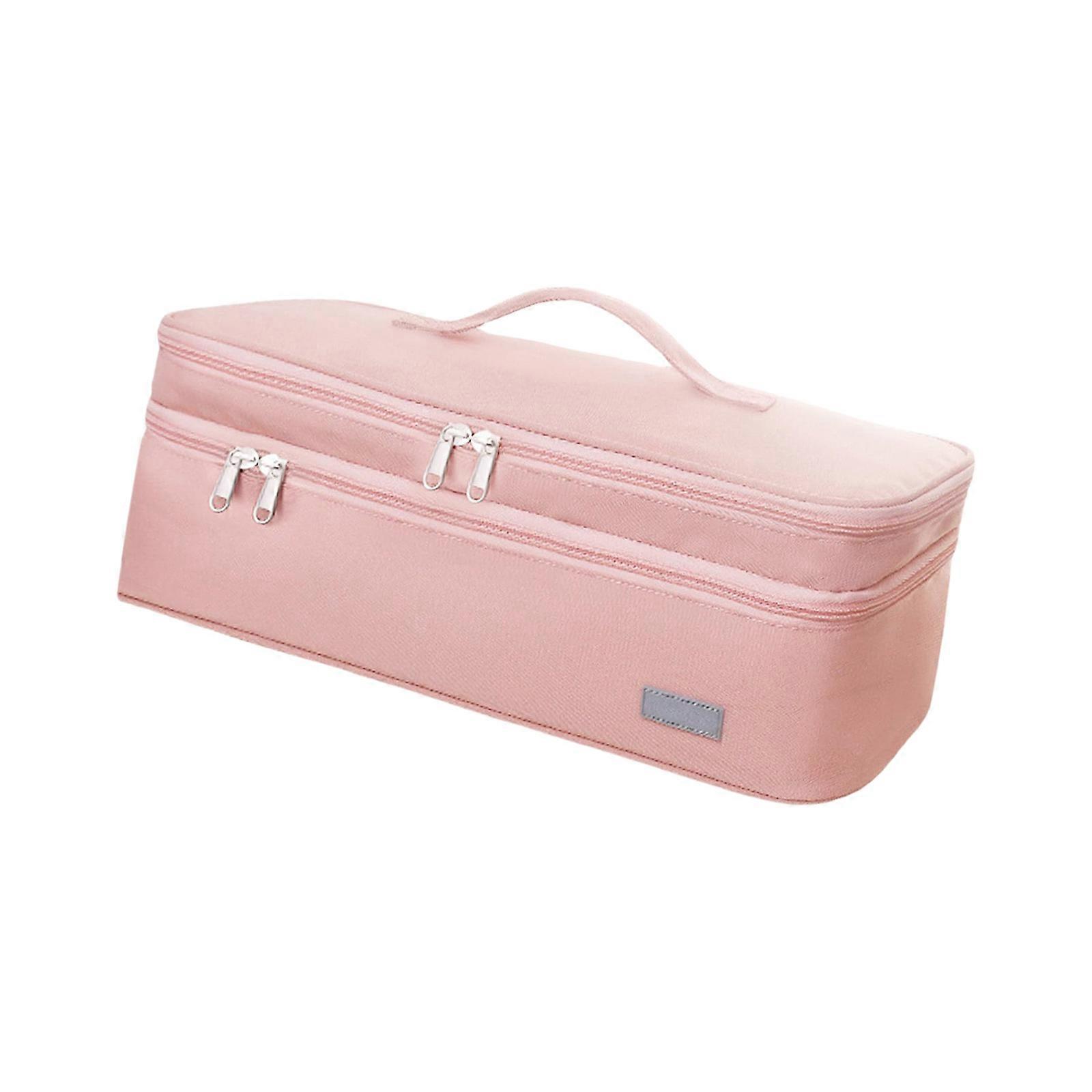 Portable Compact Blow Dryer Carrying Case With Double Layer Compartments Thickened EVA Protections Easy To Carry  Pink