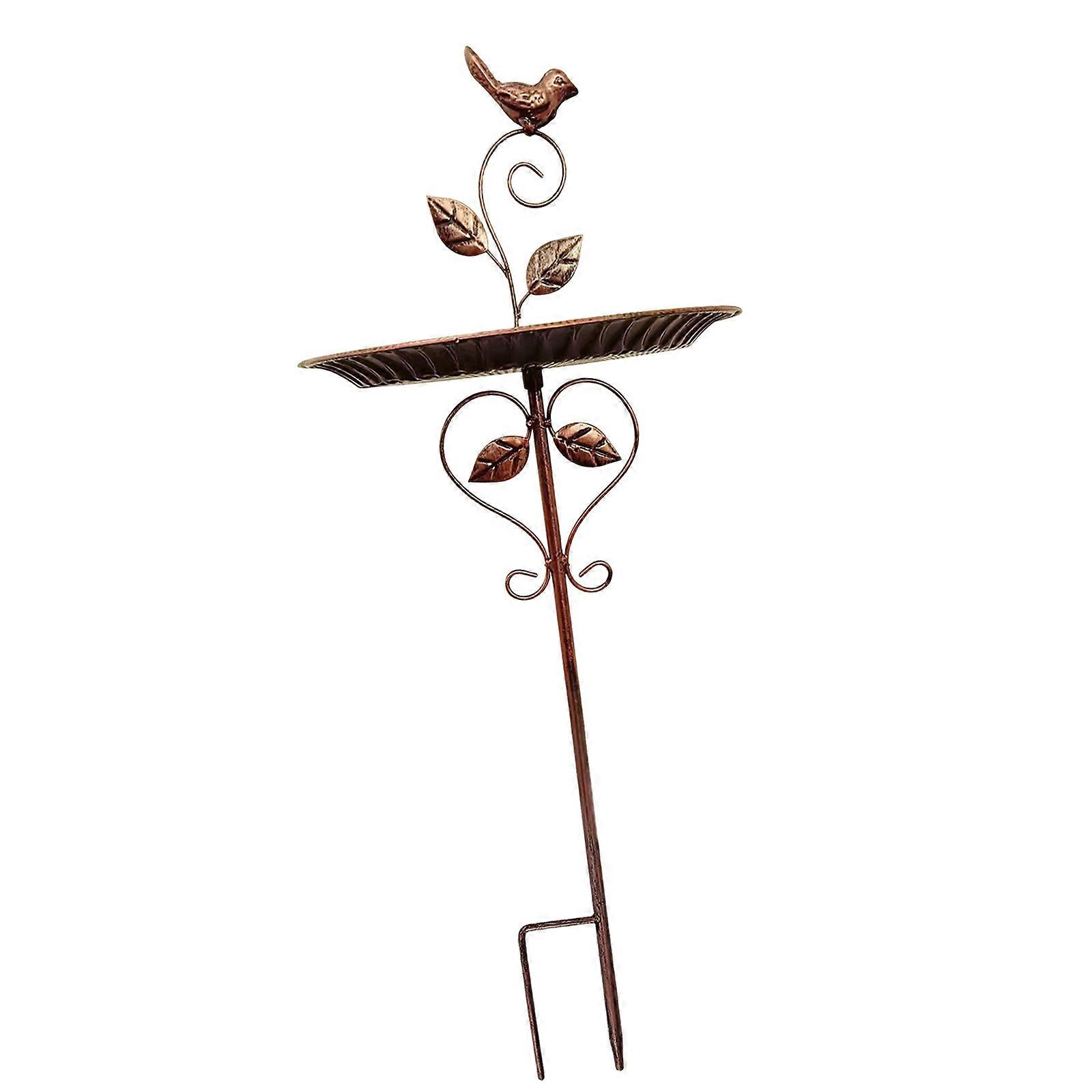 Patios Weather Resistant Iron Garden Planter Bird Feeder Combination Artistic Scrollwork Design Drainage System Included Multicolor