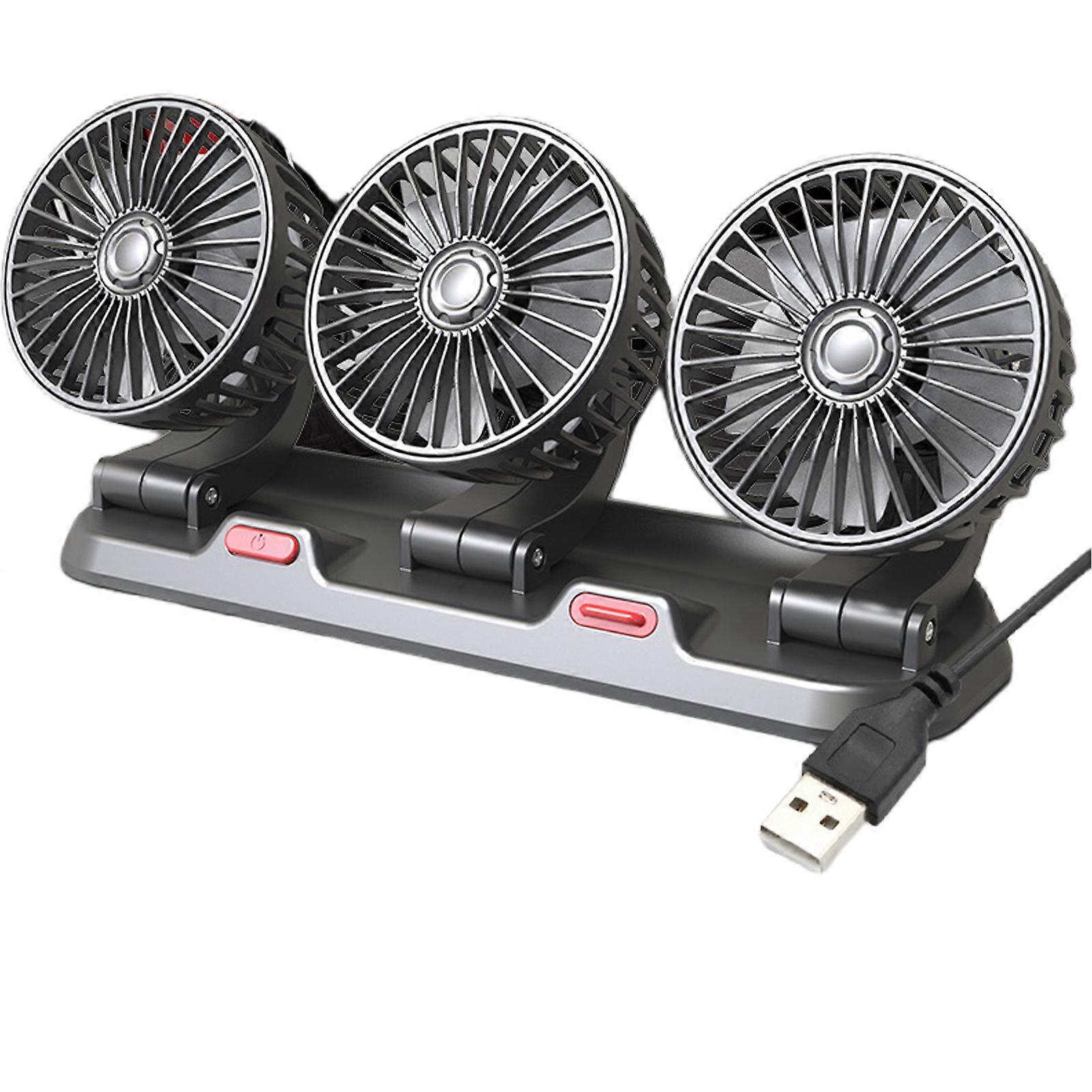 Air Ventilation Fan with Phone Number Plate 3 Head Dashboard Cooling Fan 360 Degree Rotating 2 Speed Adjustable for SUV Multicolor