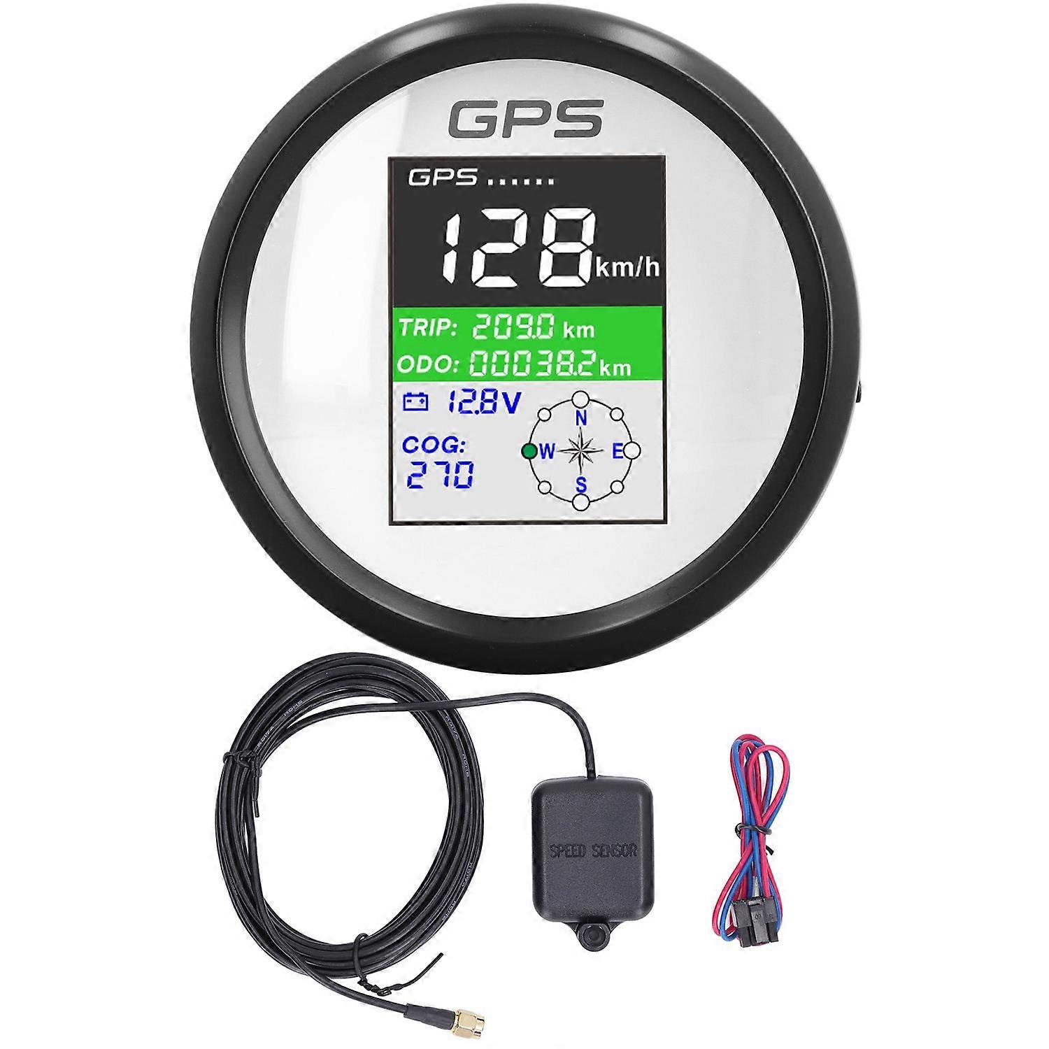 85mm GPS Speedometer Knot Mph Km/H Multifunction DC9‑32V TFT Screen IP67 Waterproof Odometer for Car