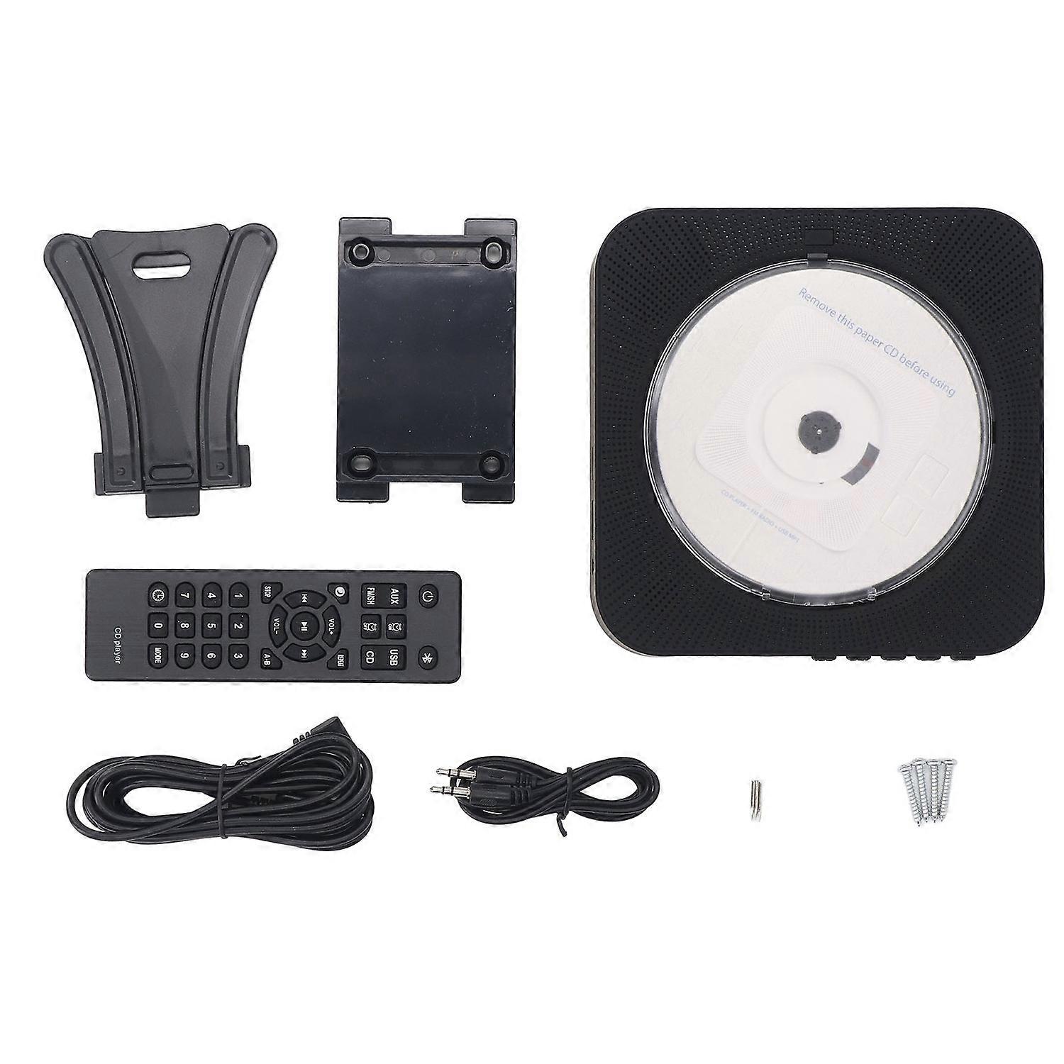 Bluetooth CD Player Portable Remote Control Protective Cover 2 Modes Wall Mount Cd Player Black