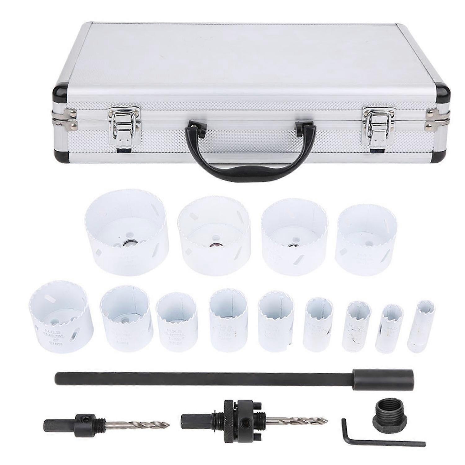 16PCs Hole Saw Bit Set Woodworking Tool for Plaster / PVC / Thin Board / Pipeline / Downlight