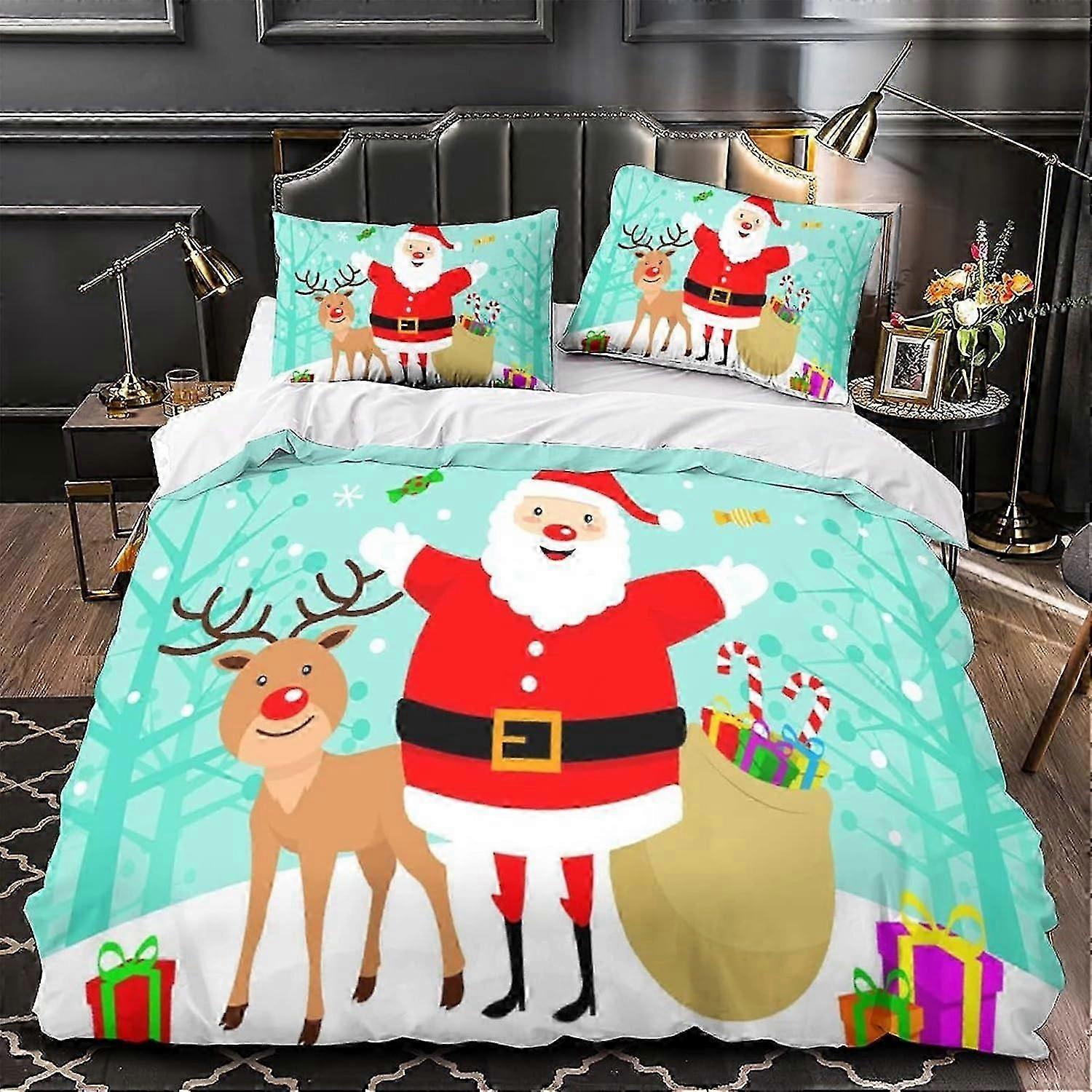 مجموعة غطاء لحاف عيد الميلاد المطبوعة غطاء لحاف مجموعة هدية عيد الميلاد D قطع لحاف غطاء سحاب إغلاق للمراهقين و