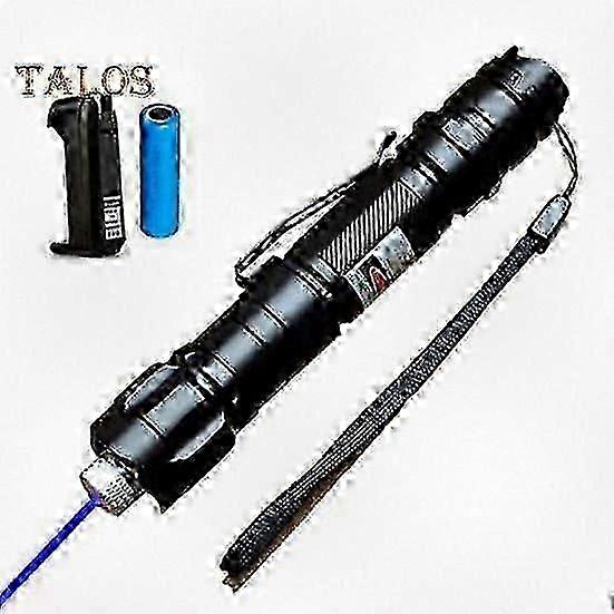 High Power Green Laser Pointer Flashlight with Rechargeable 18650 Battery, Long Range Beam Spot and Star Cap for Outdoor Use