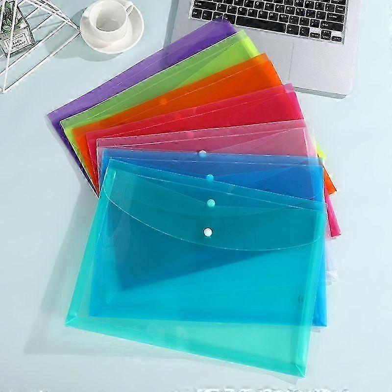 12 folders, document storage bag, A4+, various transparent colors, random colors