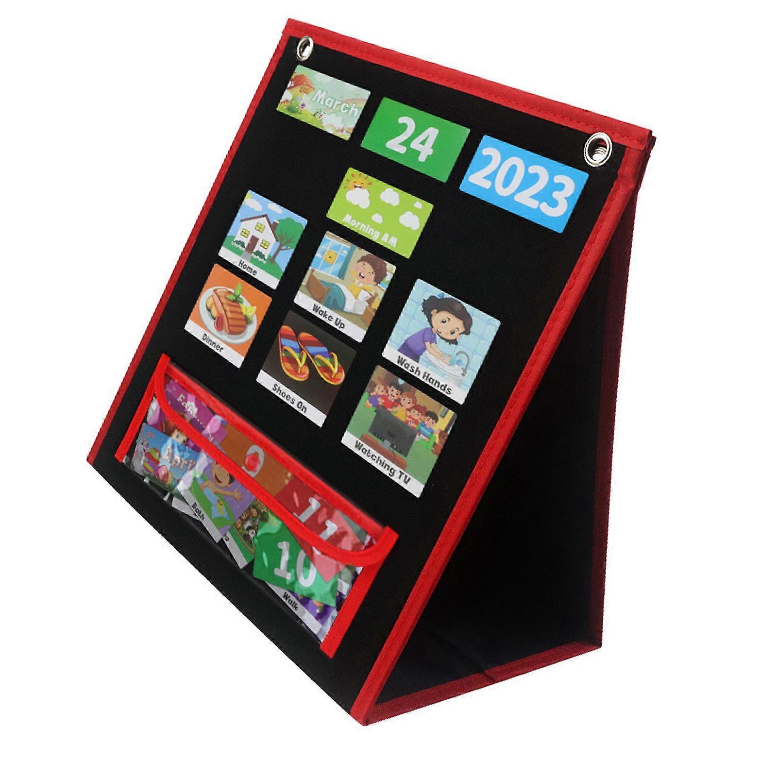 Daily Routine Chart with 63 Behavior Cards Childrens Responsibility Daily Schedule Pocket Chart Wall Calendar Planner  Black