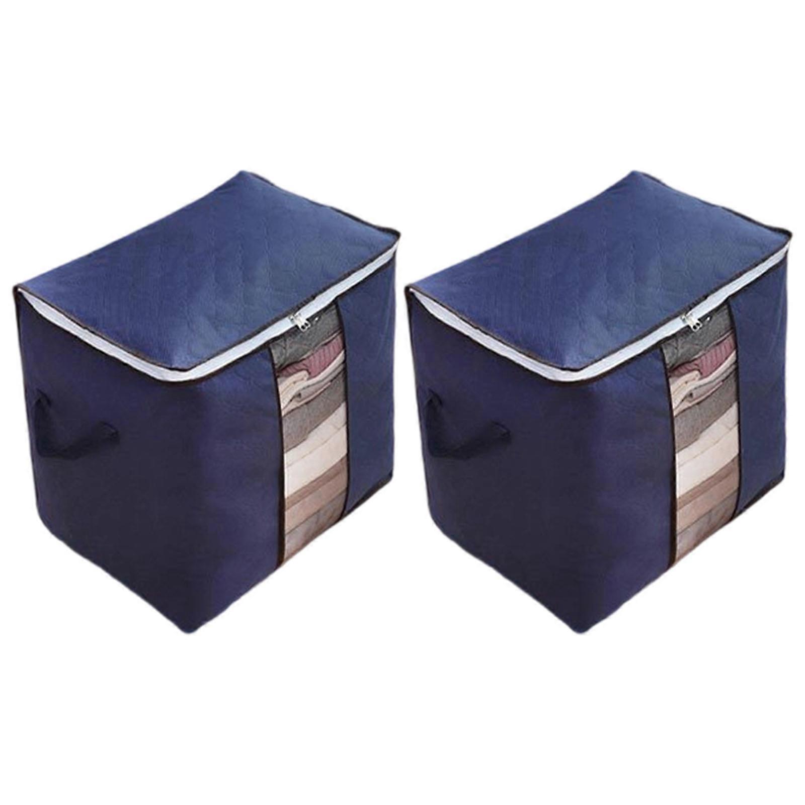 Spacious Sturdy Fabric Storage Bag for Comforters and Seasonal Clothing with Easy Carry Handles Space Saving Designs  Navy blue