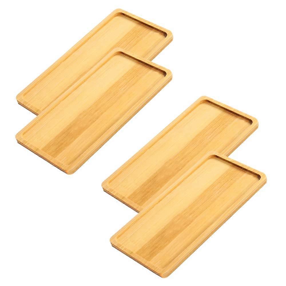 Rectangular Bamboo Serving Tray Set of 4 – Light Brown Natural Wood – Tea Food Plant – 17.5x9cm