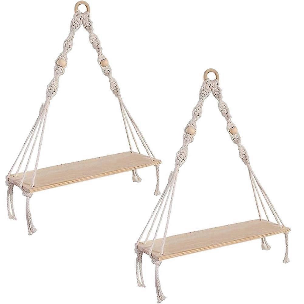 2 Pcs Handmade Macrame Shelf for Hanging Plants and Decor