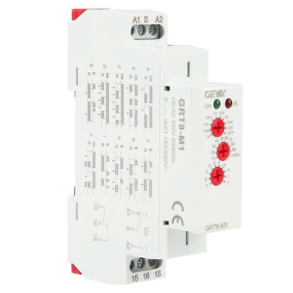 GRT8‑M1 Multifunctional Delay Time Relay with 10 Functions DIN Rail Mount AC 230V