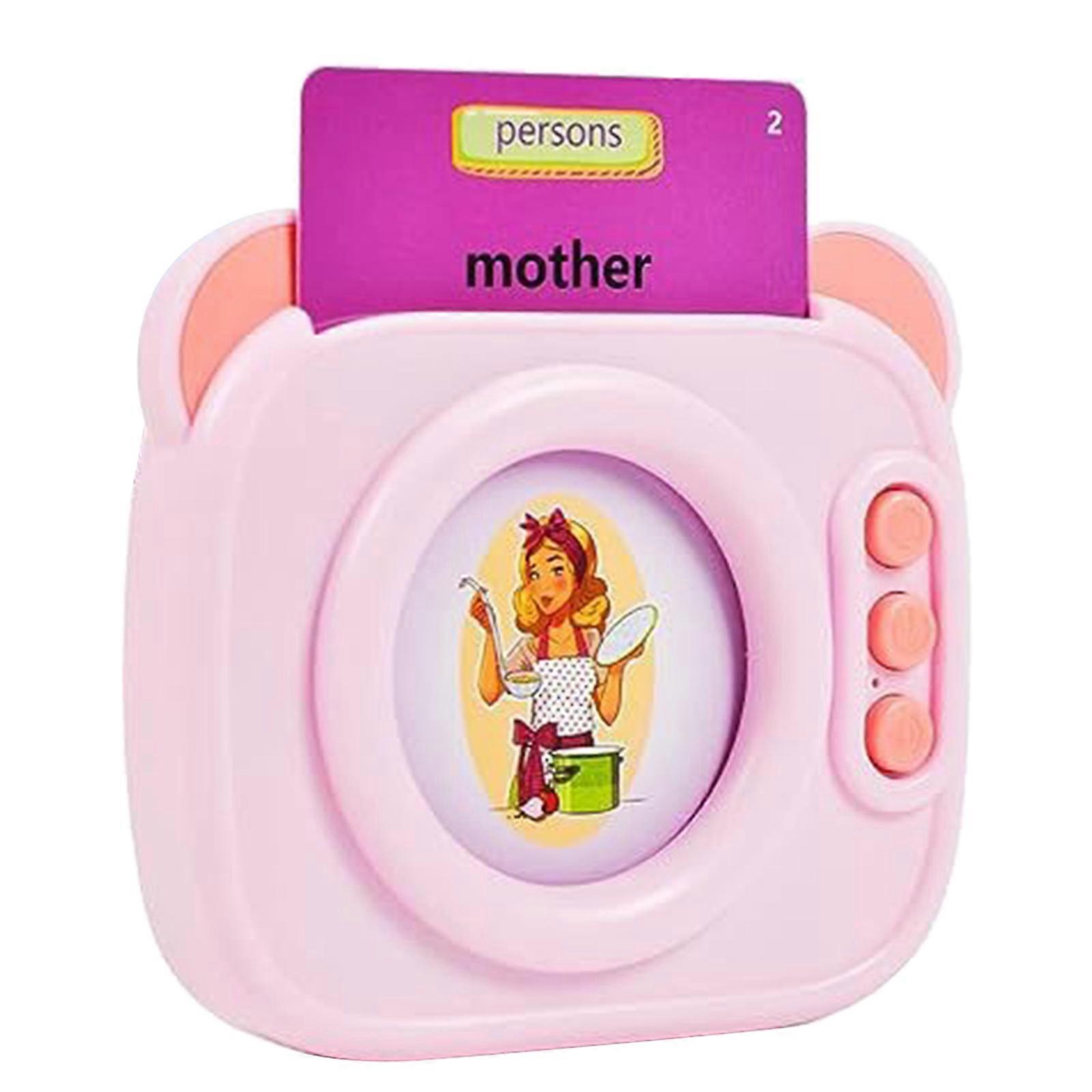 Educational Reading Machine with Interactive Flash Cards, Kids Learning Device Language Interactive Learning Toy  Pink