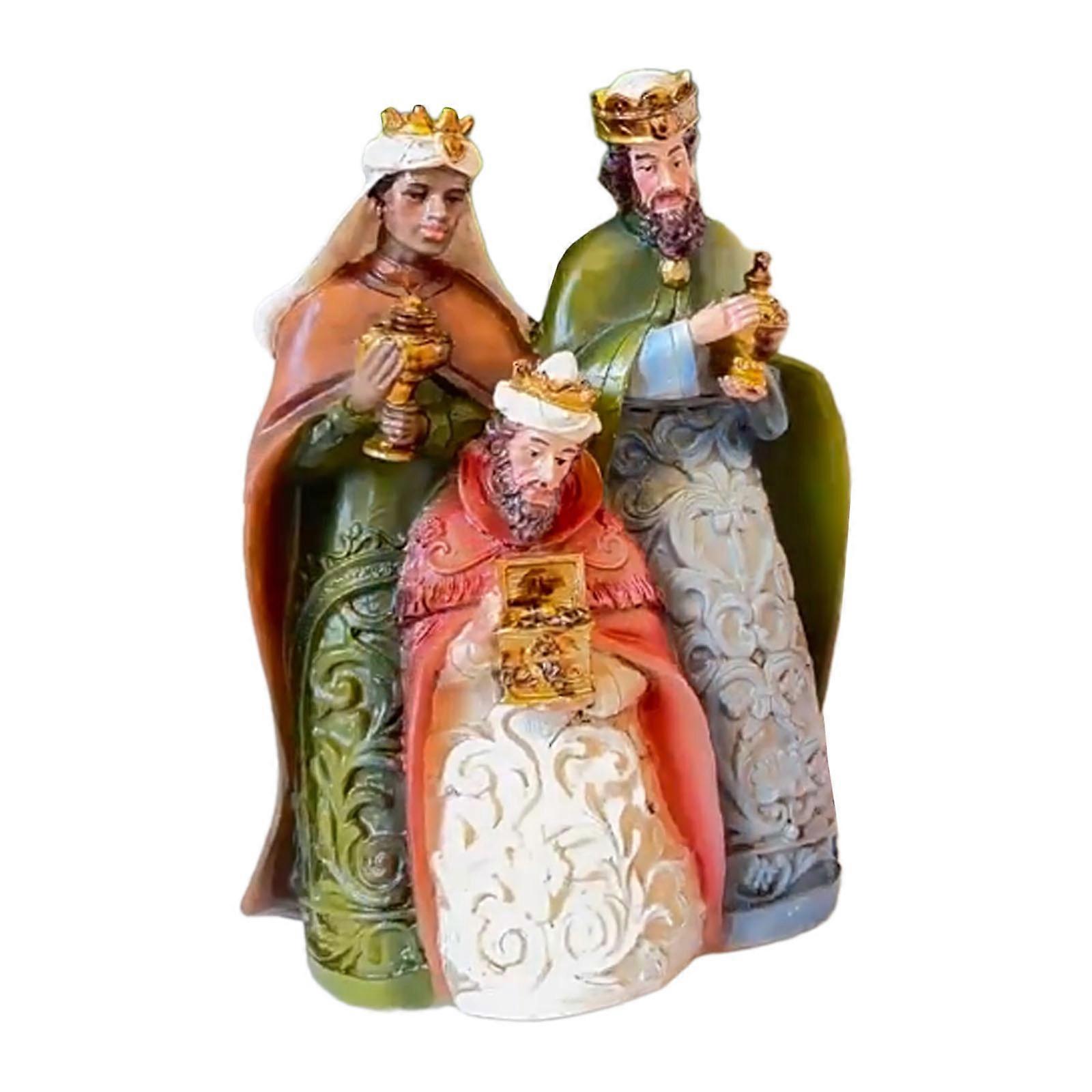 Spiritual Christmas Decors Showcasing Nativity Scene with Holy Family Figures Centerpieces Figurines Decoration Multicolor