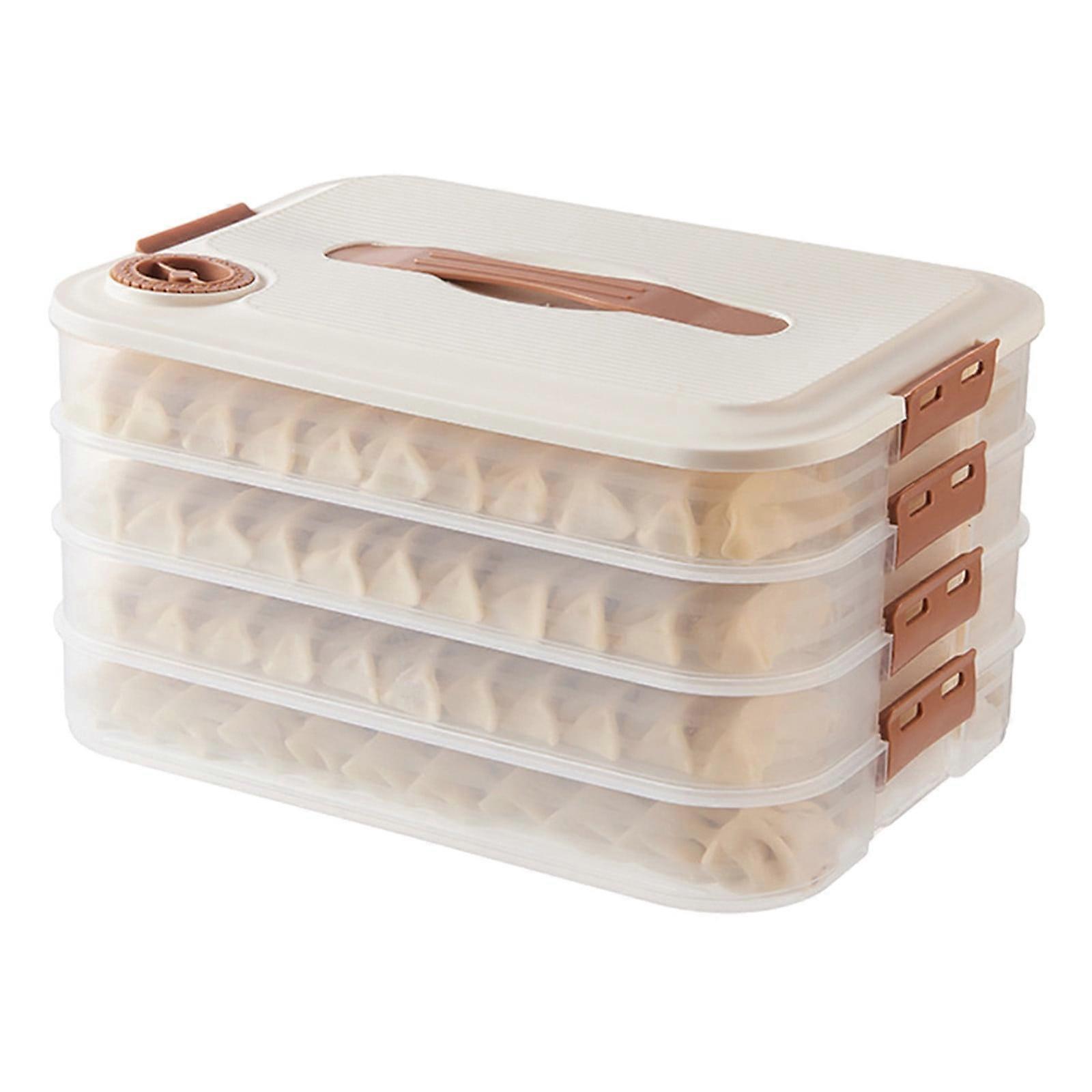 Yonrjhukm 4 Layer Food Storage Container Transparent Food Preservation Box for Kitchen and Refrigerator Dumpling Box Well Sealed