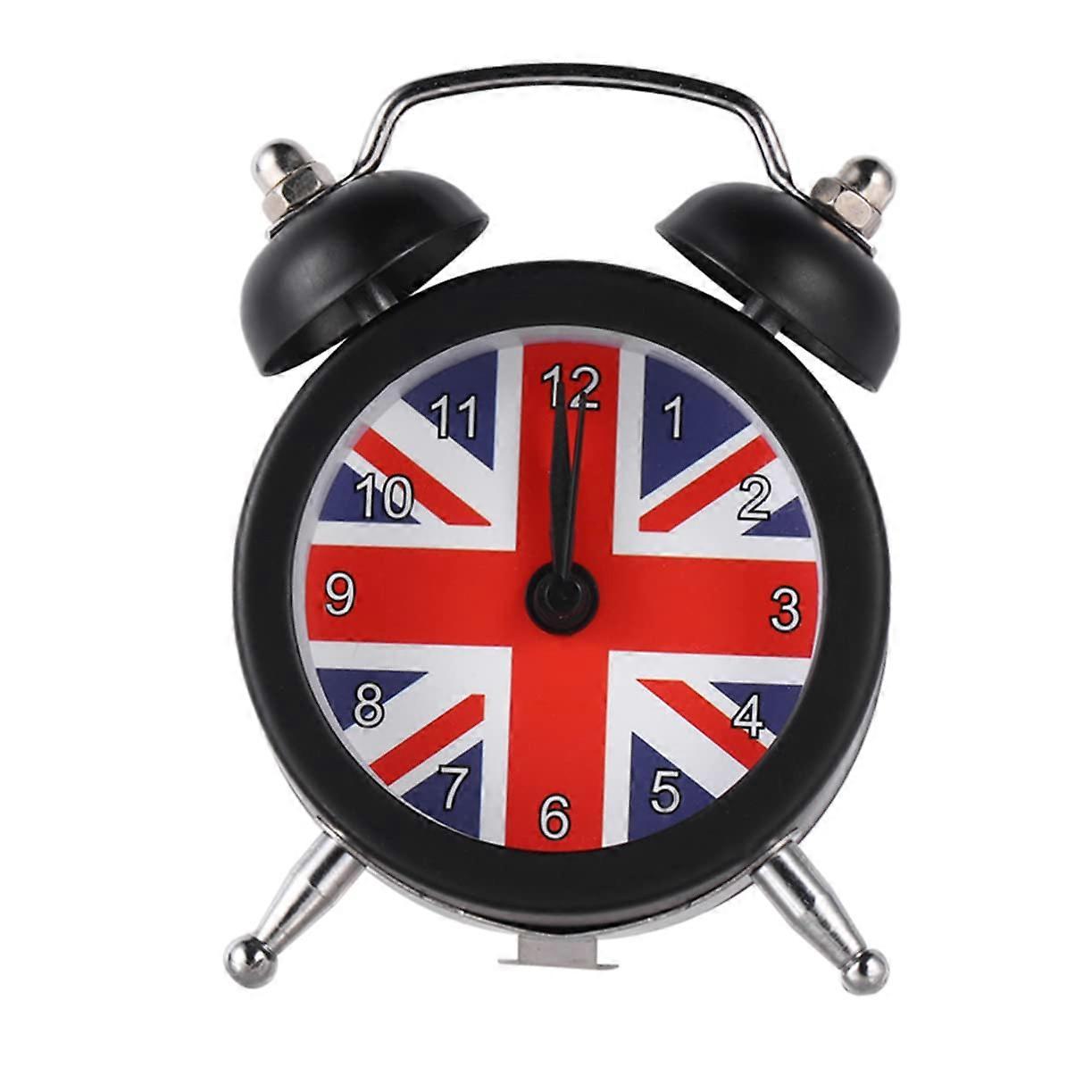 Silent Alarm Clock with Union Flag Design, Non Ticking Bedside Clock for Bedroom and Travel