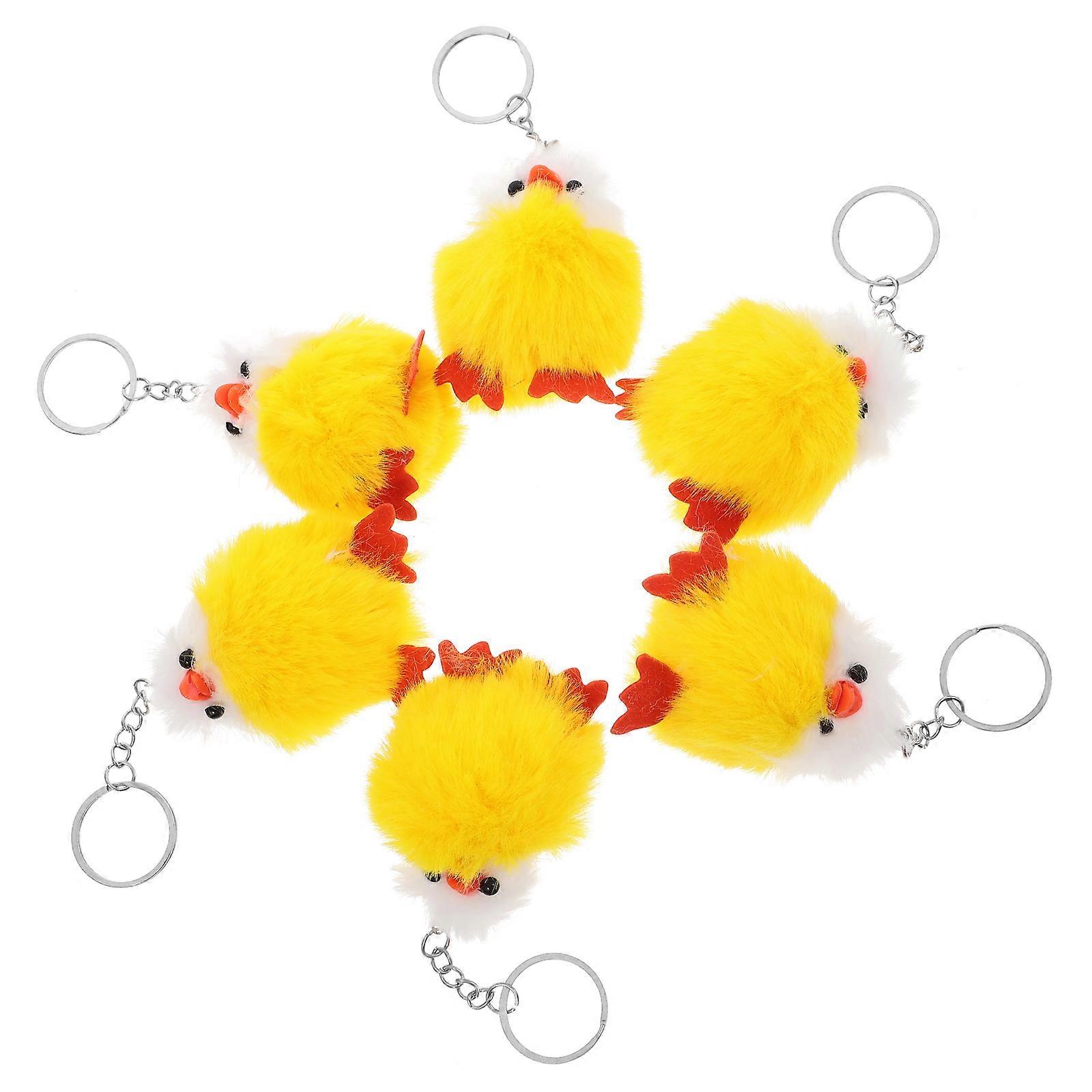 Easter Keychains Plush Chicken for Decoration 6Pcs Cute Bag Accessories