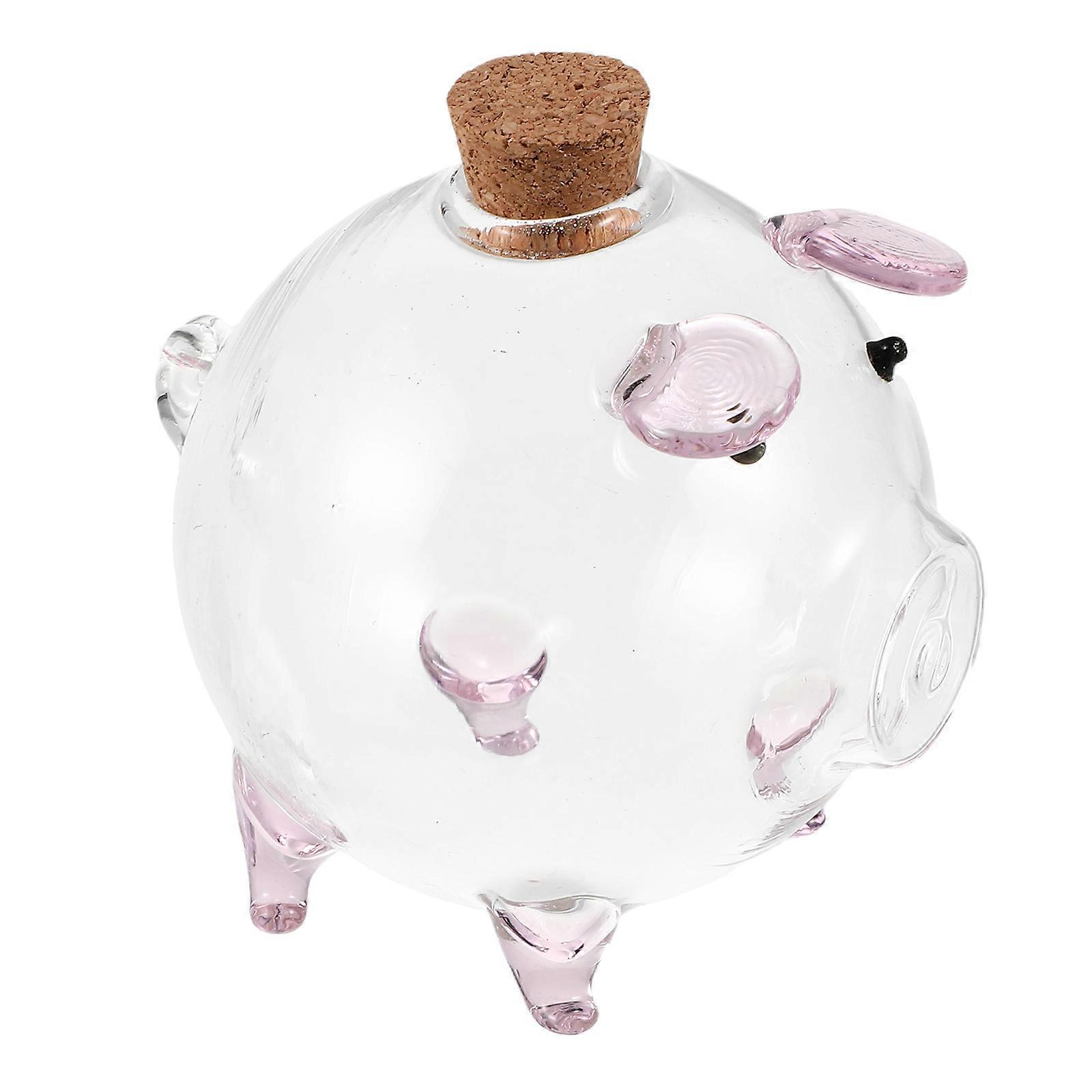 Small Glass Jar for Storage with Included Pig Shaped Ornament
