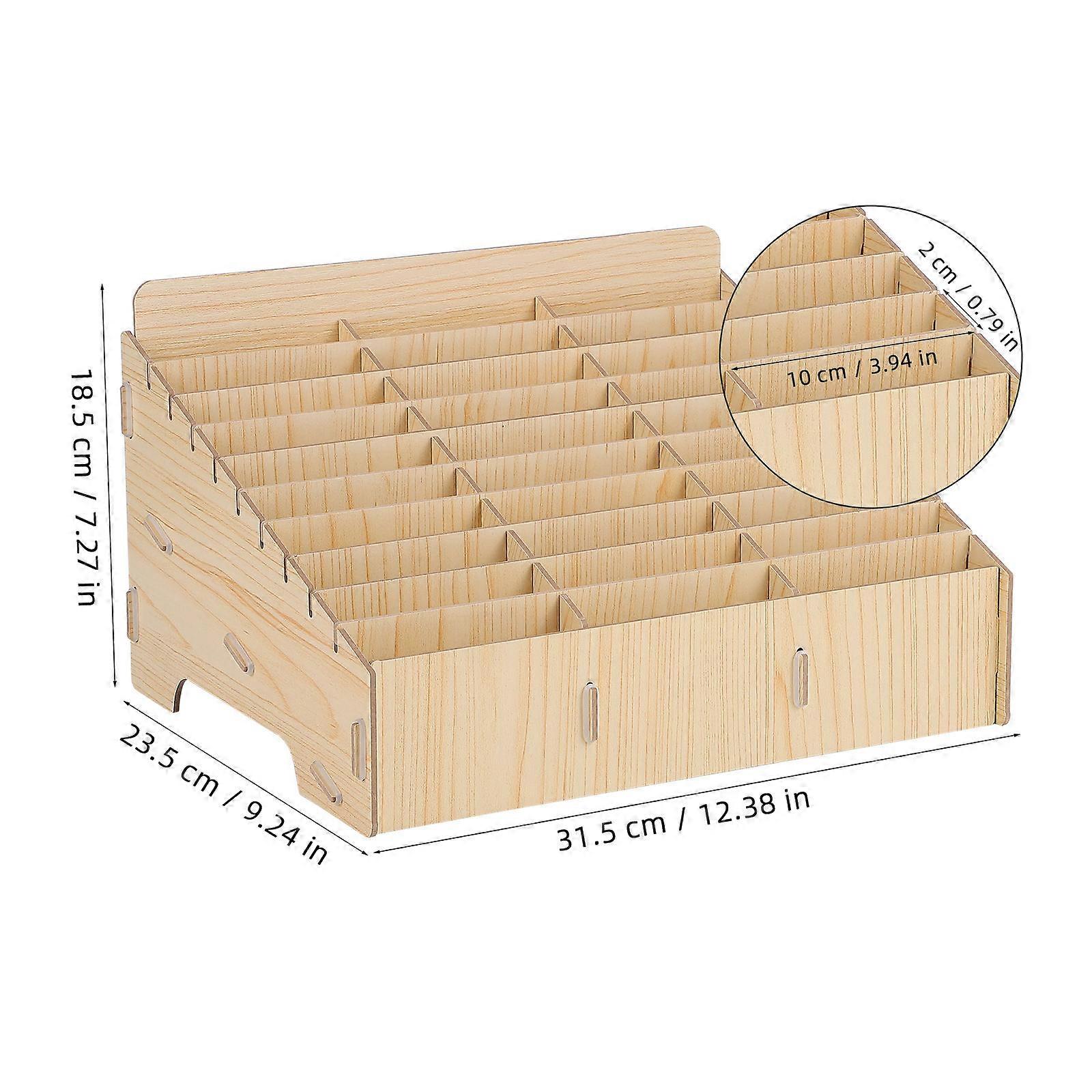1PC Cell Phone Management Box Wooden Multi-grid Phone Storage Box (30 Grids)