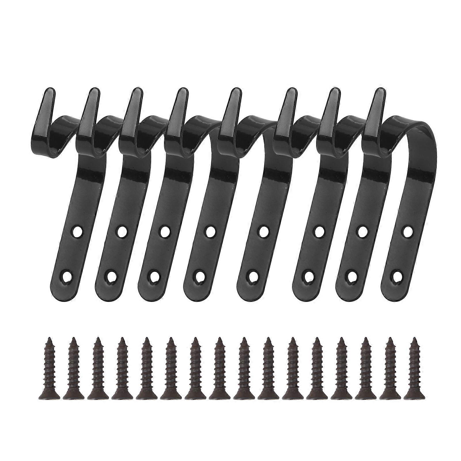 Durable Iron J-Shape Hooks for Hanging 16Pcs Black Metal Pack