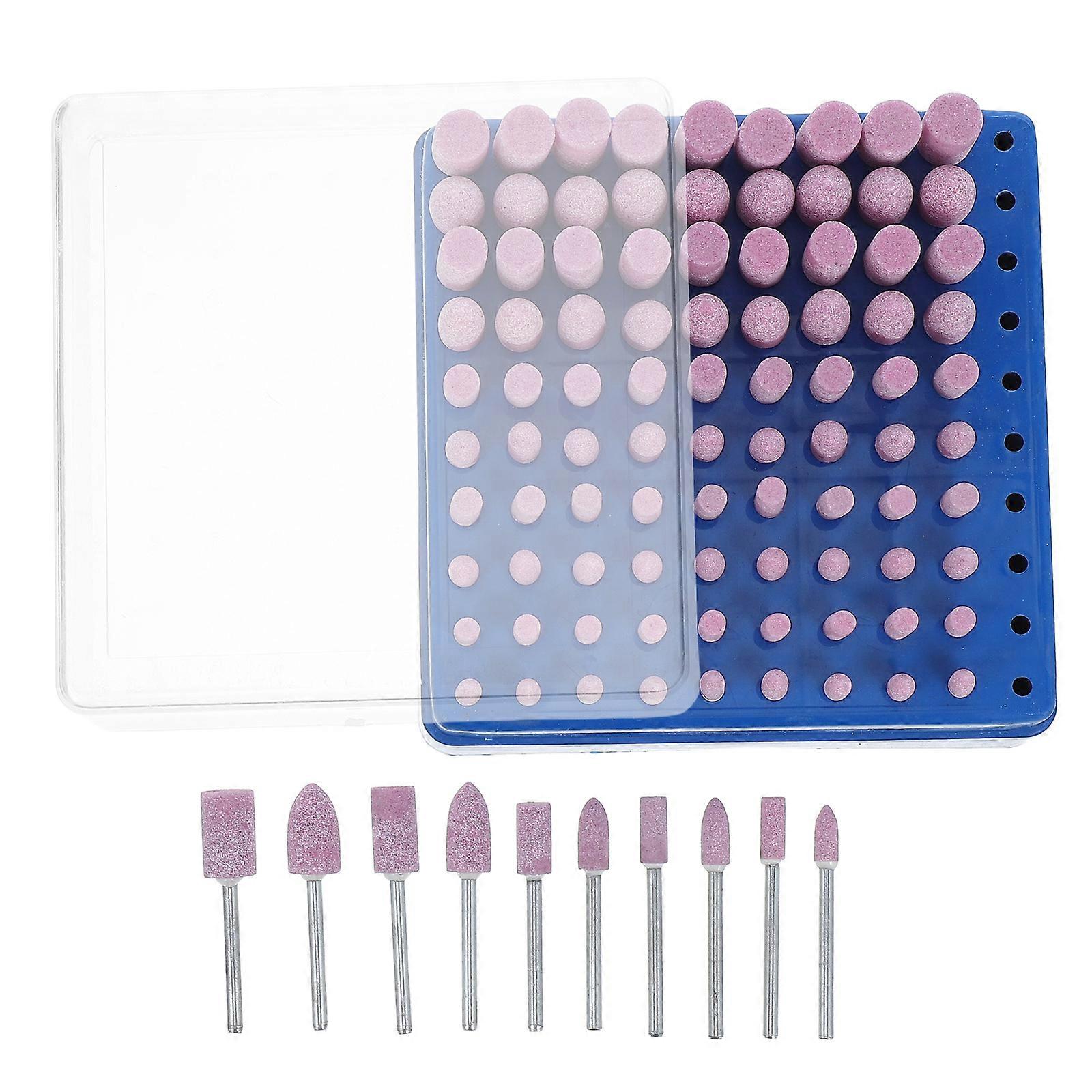 Grinding Head 100Pcs Mounted Grinding Stone Set for Drill Use with Red Corundum