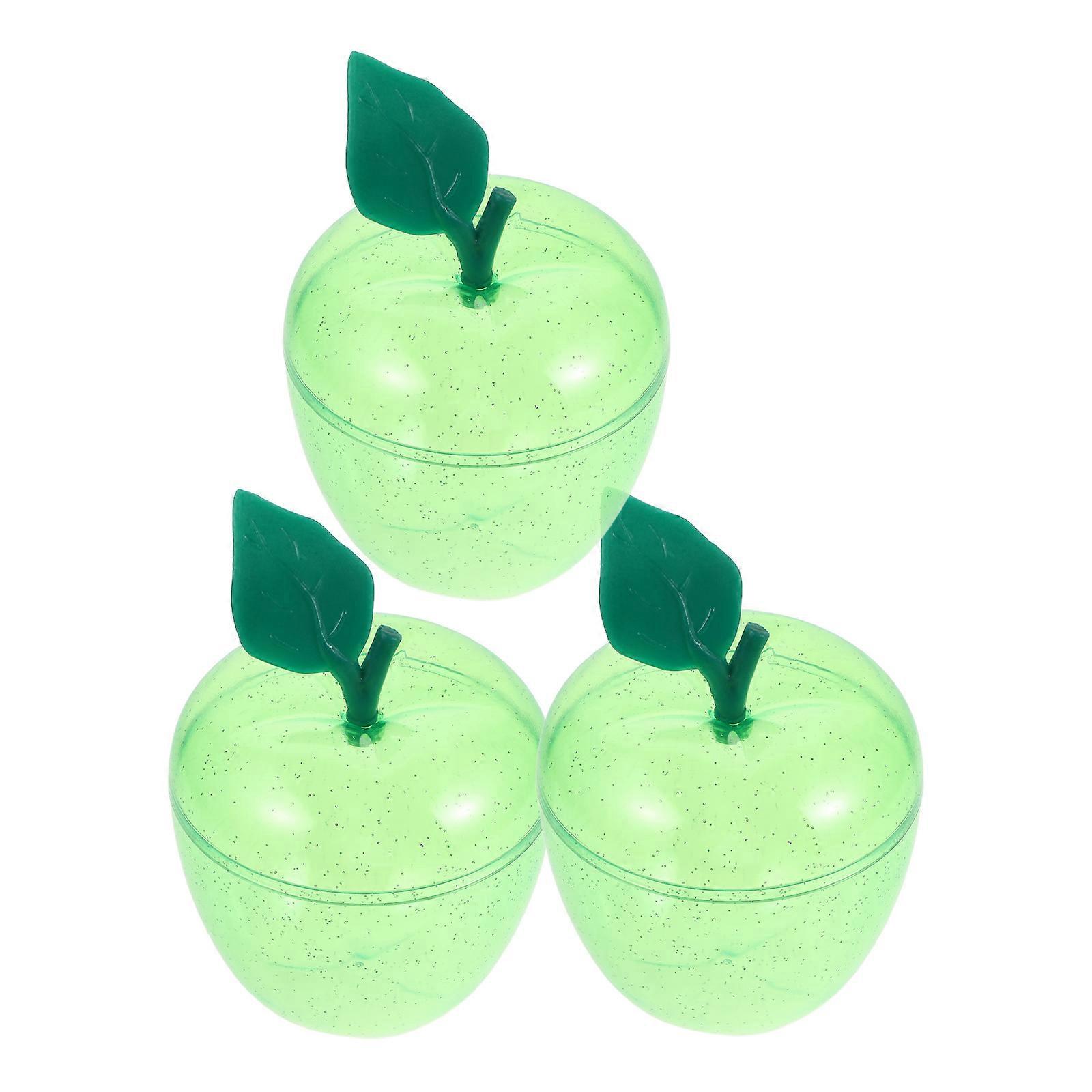 Plastic Xmas Apple Jar for Storage 3Pcs with Lid Candy Cookie Storage Jar