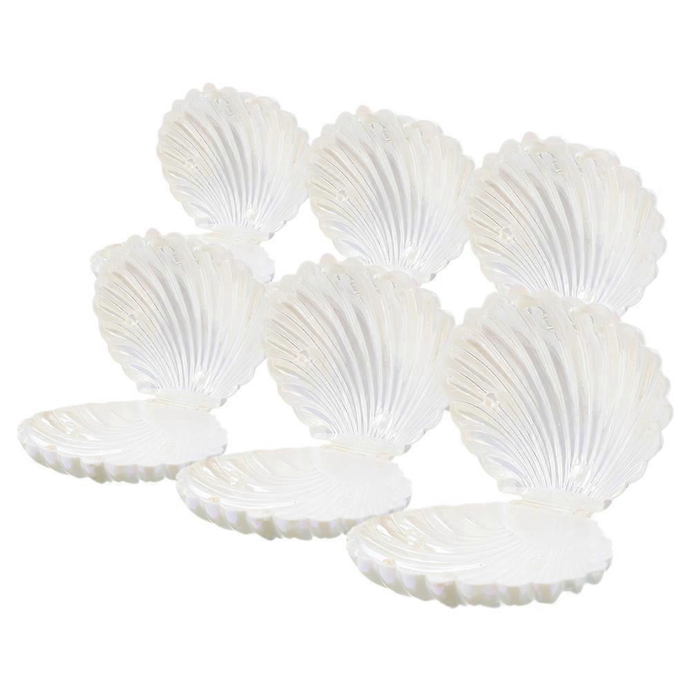 Pearlescent Seashell Candy Boxes for Treat Holding 6Pcs White PP Party Containers