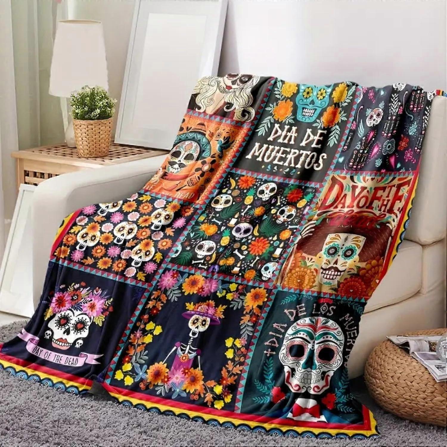 Soft Blanket Halloween Skull Blanket Thickened and Comfortable