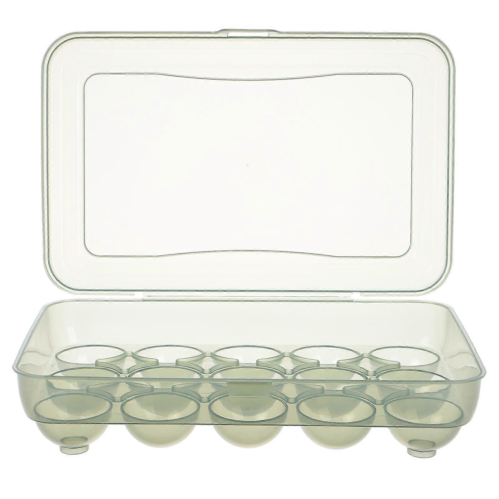 Chicken Egg Holder Egg Tray with Flip Lid Plastic for Refrigerator 15 Slots