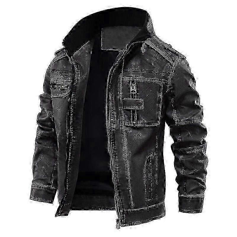 Men's leather jacket for motorcycle winter outerwear EU sizing