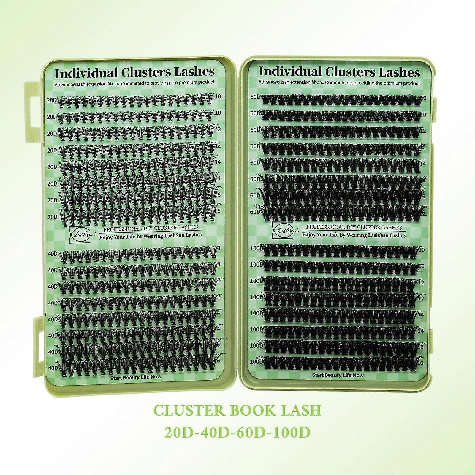 LASHSUN Lash Clusters book DIY Eyelash Extensions Clusters Lashes book D Curl LASH Mega Volume Individual Lashes Eyelash Cluster