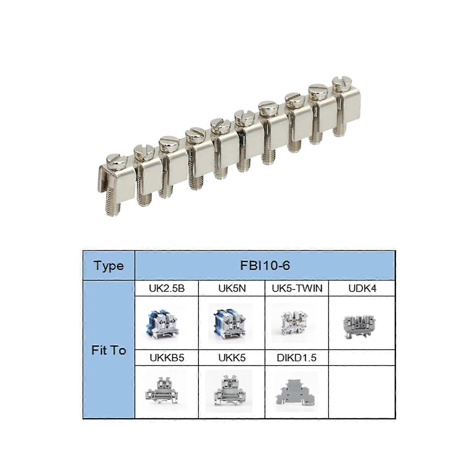 10Pcs Fixed Bridge Type Terminal Block Accessories Compatible With UK2.5B UK5N DIKD1.5 UDK4 UKK5 UKKB5 Rail Terminal Blocks
