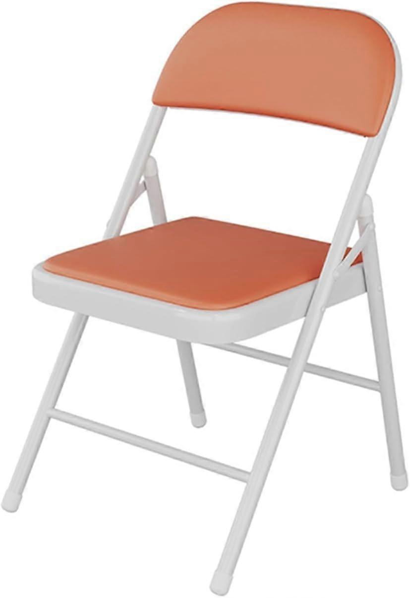 PU Leather Folding Dining Chair with Armrests, Ergonomic Lumbar Support, Stackable Metal Frame