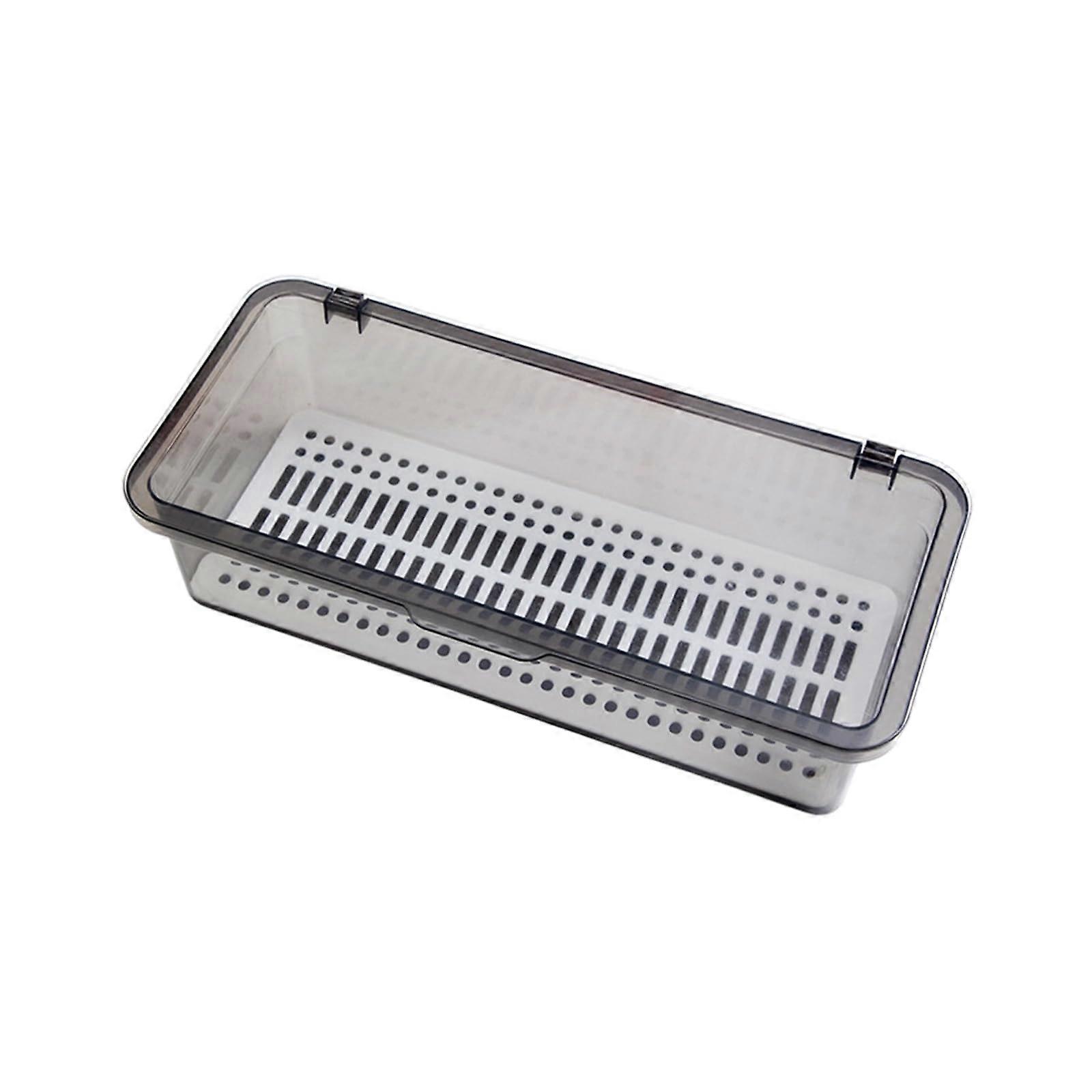 Utensil Holder with Hygienic Drainage, Compact Chopstick Organizer, MultiCompartment Grey