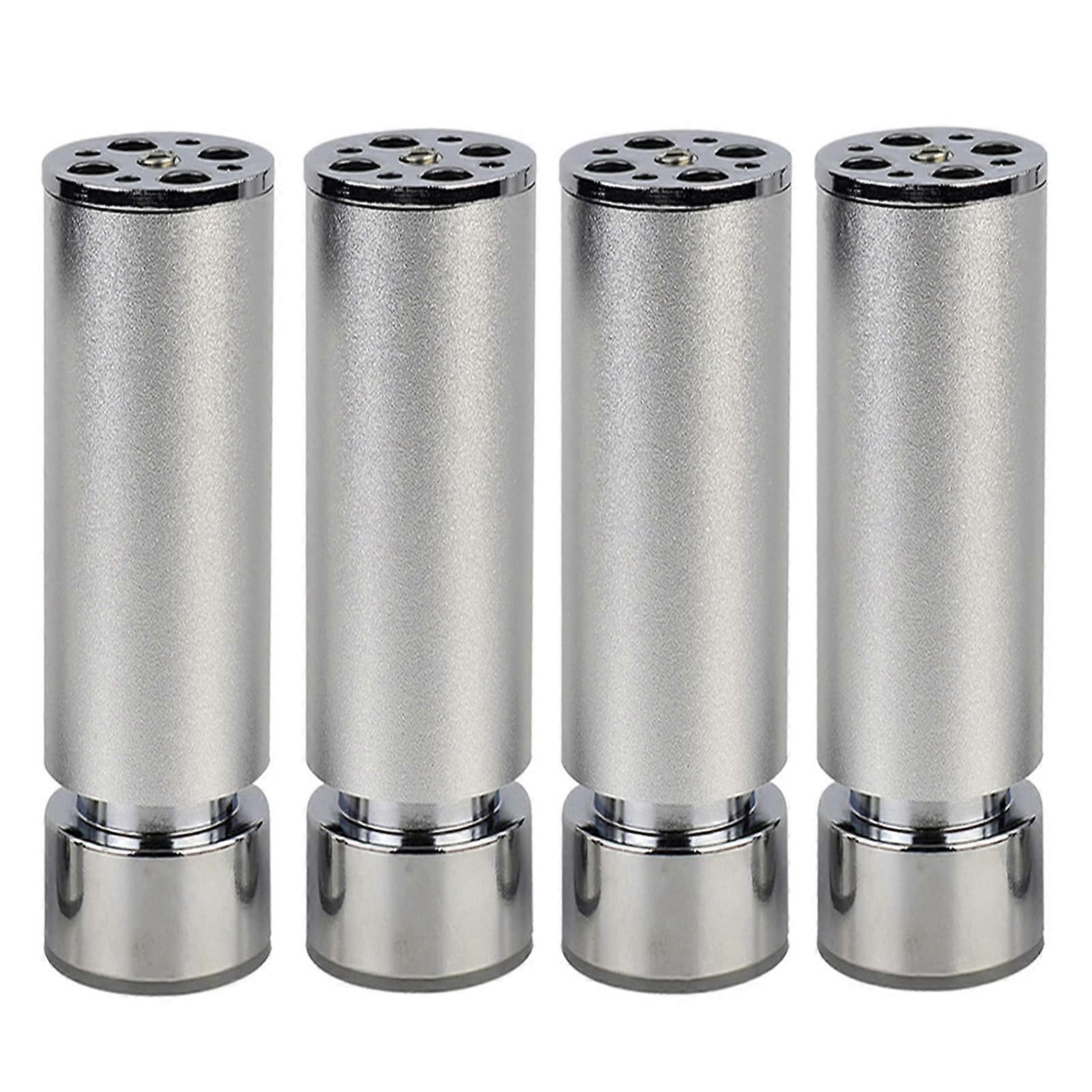 4X Adjustable Metal Furniture Legs Silver 22cm 300kg Load Capacity Modern Design with Floor Pads