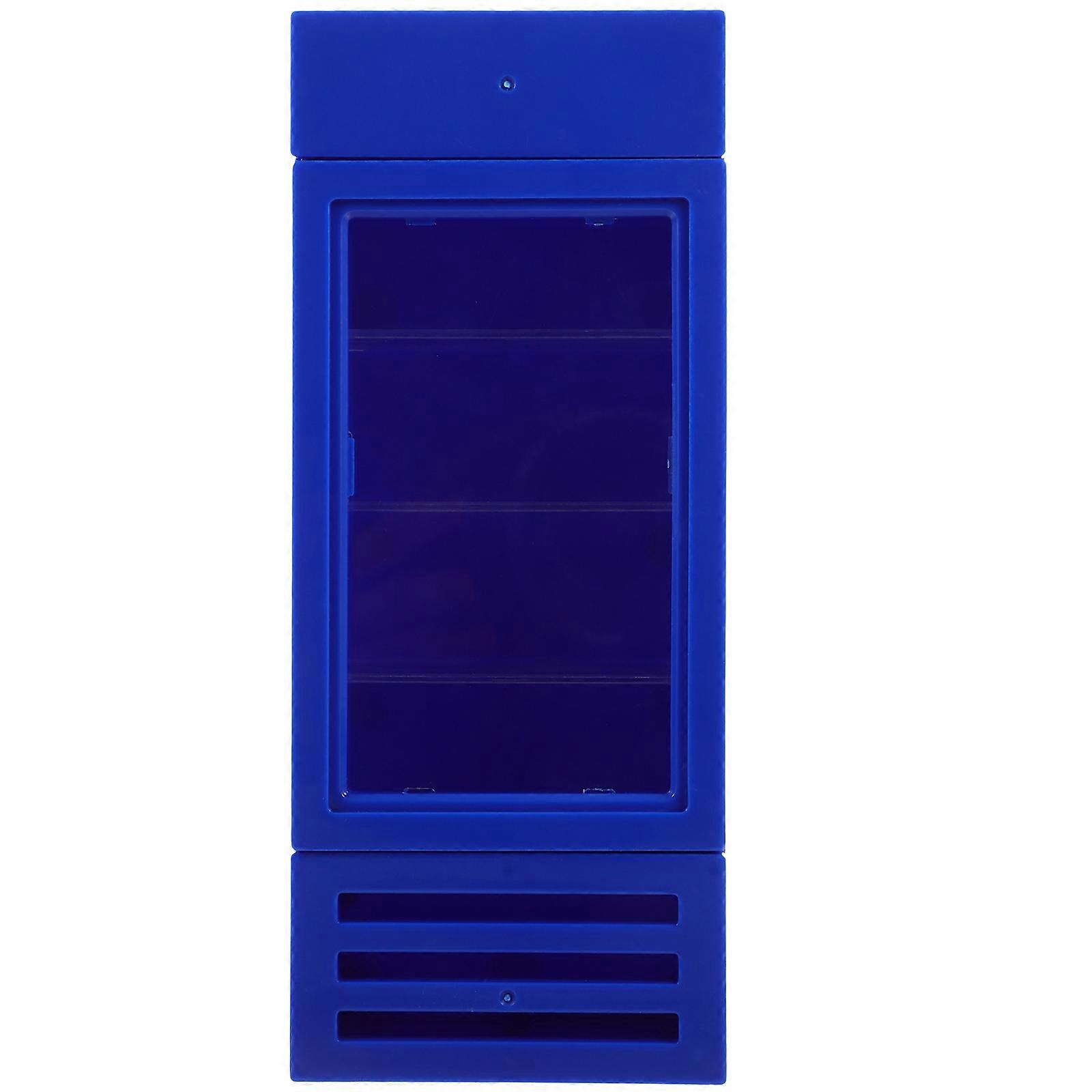 Toy Fridge Mini Freezer Model for Decoration Durable Plastic Blue