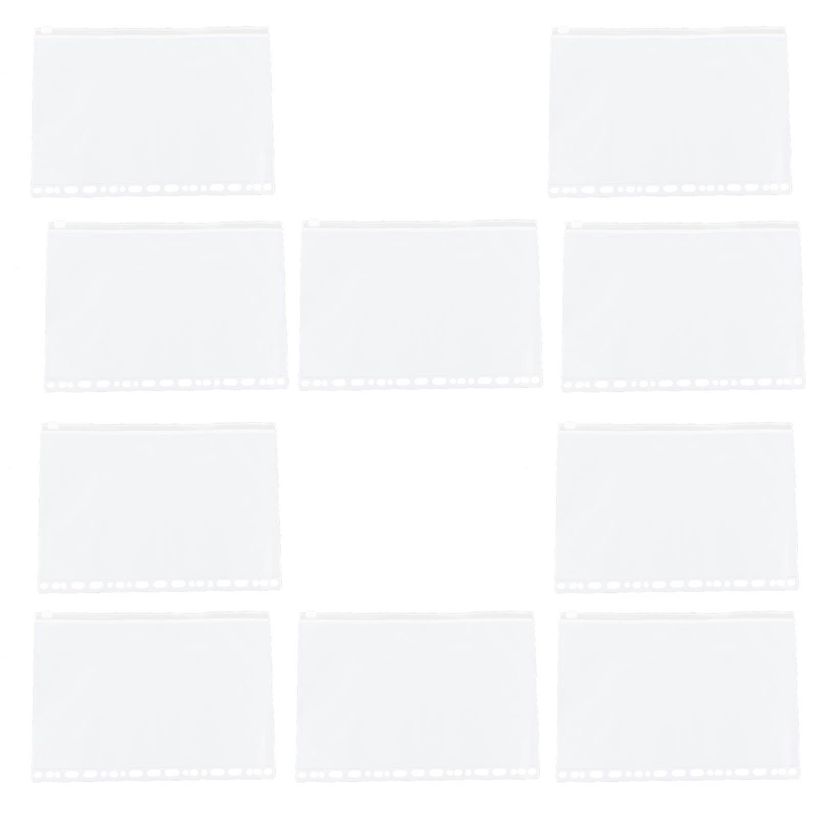 Clear PVC Binder Zipper Pocket for Storage Use 10Pcs Set