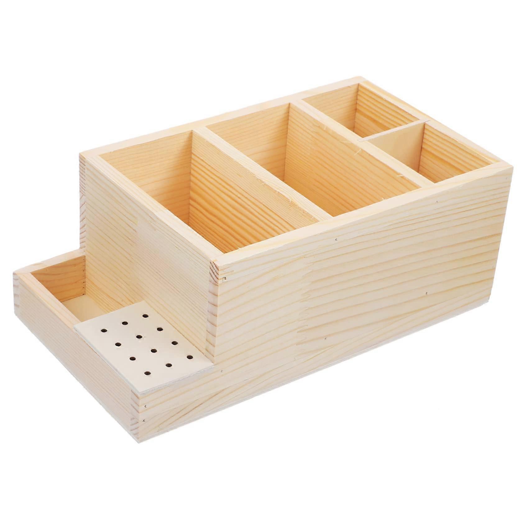 Nail Drill Bit Holder Wooden Storage Box with Clear Display and SpaceSaving Organizer Case