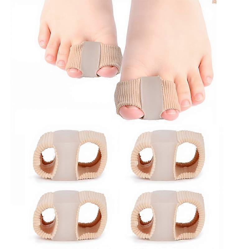 Toe Separators for Overlapping Toes and Bunion Corrector, Silicone Double Loop Hammer Toe Straightener 4PC