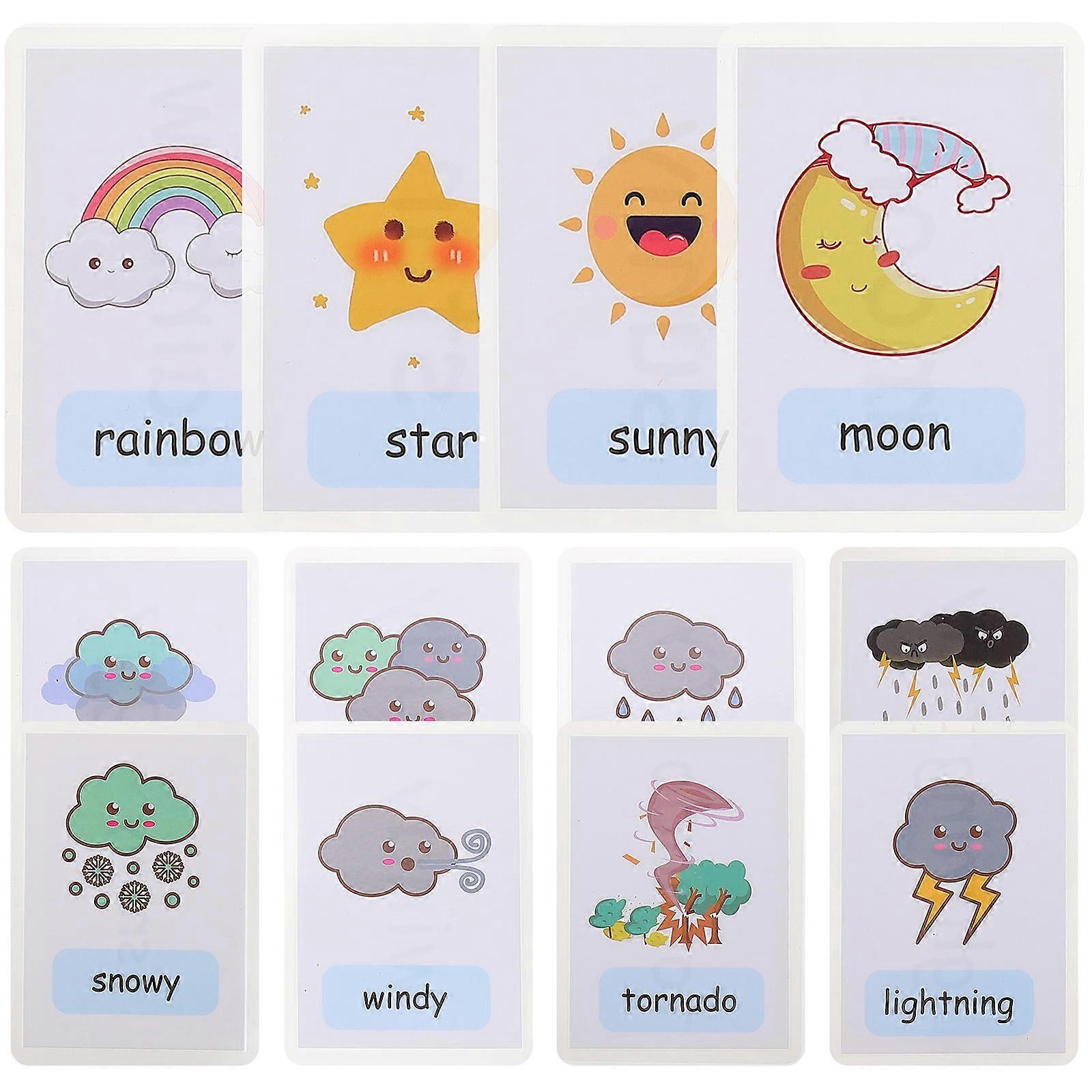 Educational Sight Words Flash Cards for Learning Weather Cognition 24Pcs