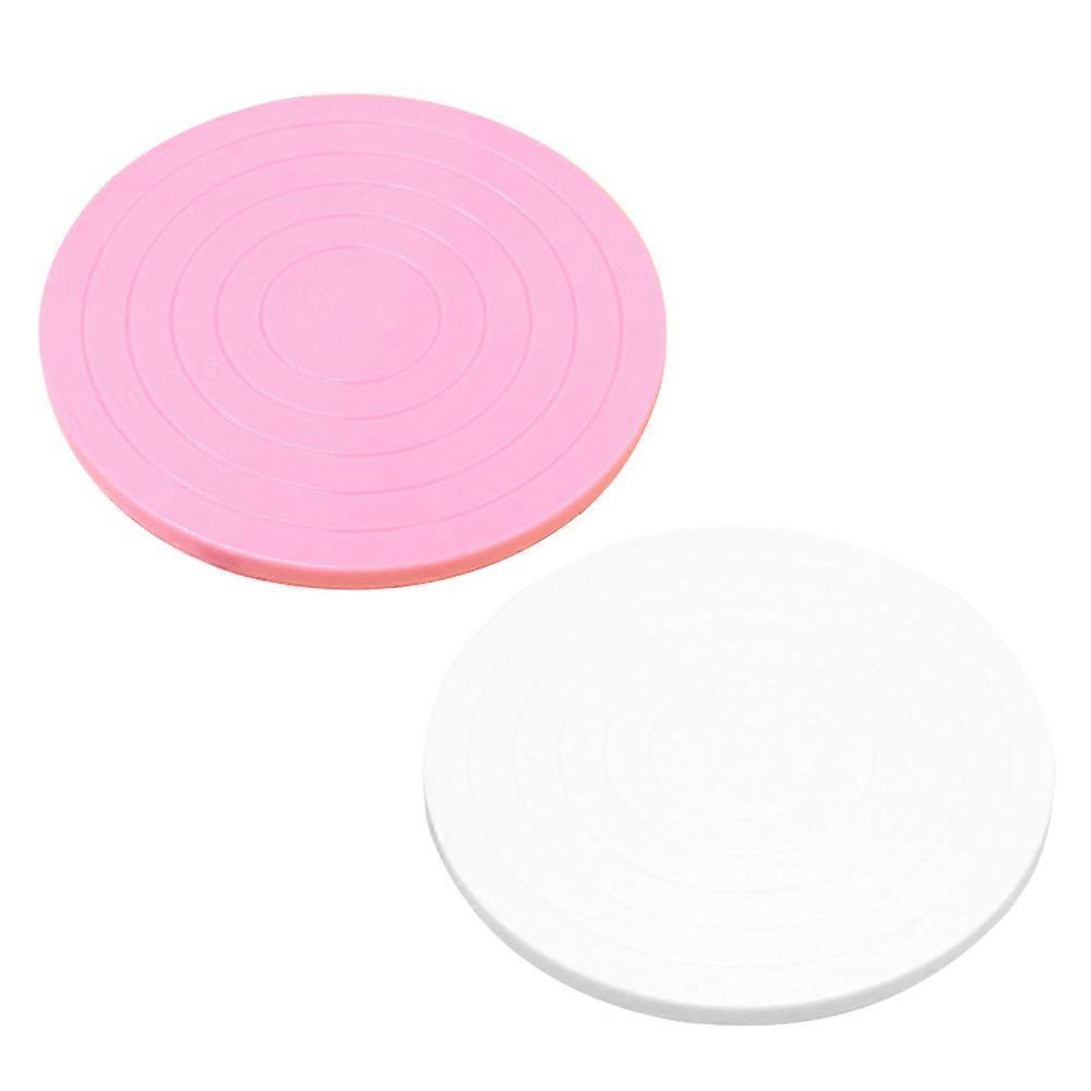 2Pcs Mini Cake Turntable for DIY with Plastic Rotating Decorating Stand