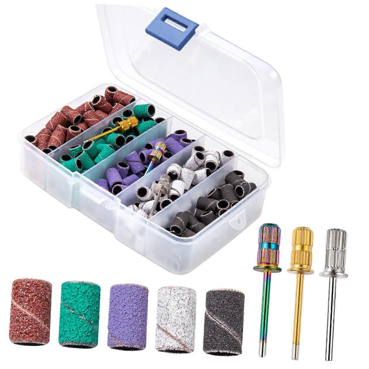 Professional Nail Drill Sanding Bands Set with Mandrel, Multiple Grits for Manicure Salon Use