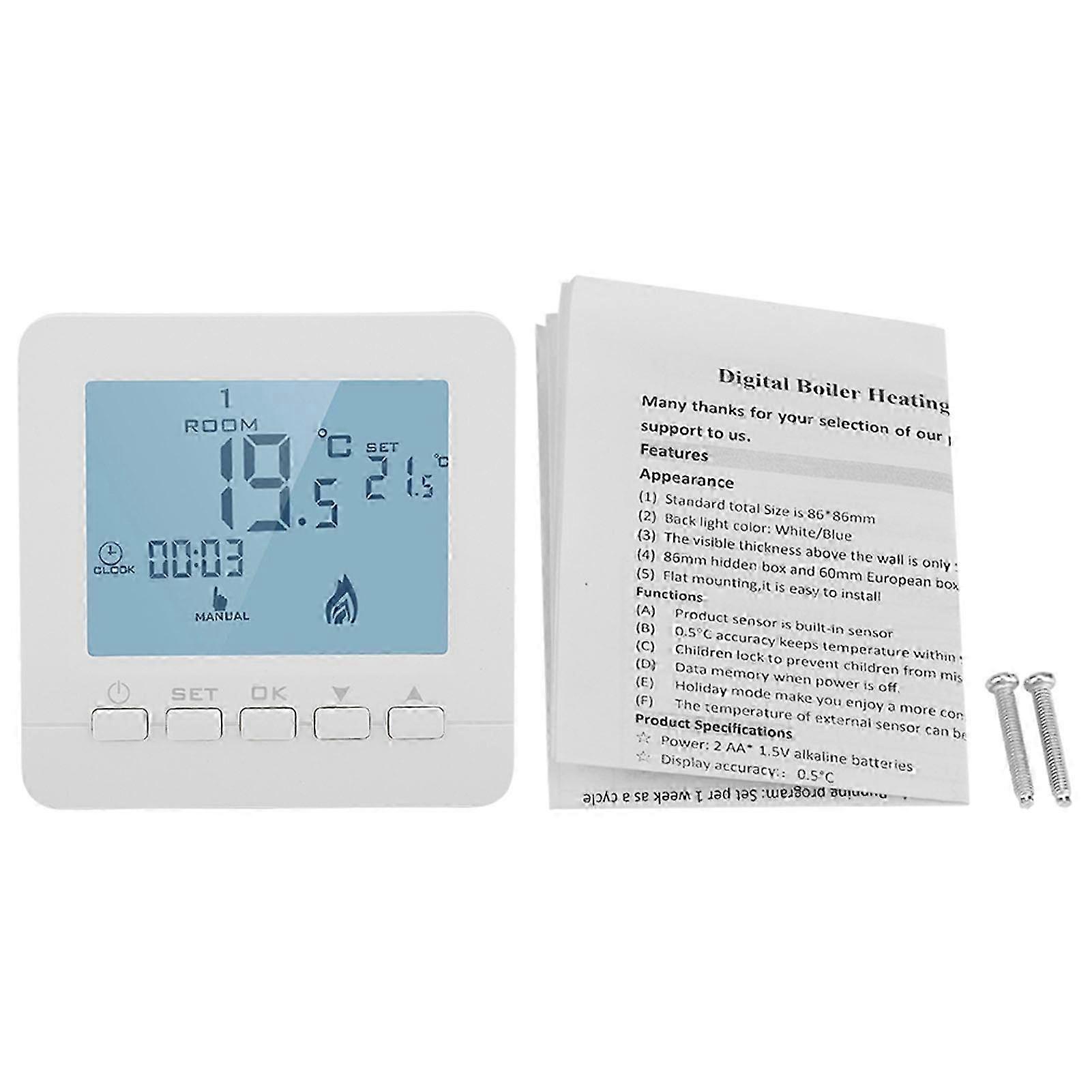 Programmable Thermostat Digital LCD Display Smart Temperature Controller 5A 25-26