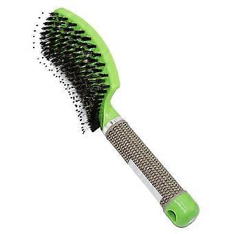 Detangling Hair Brush with Spiral Elastic Design for Curly Hair, Fast Drying Nylon Bristles, Green