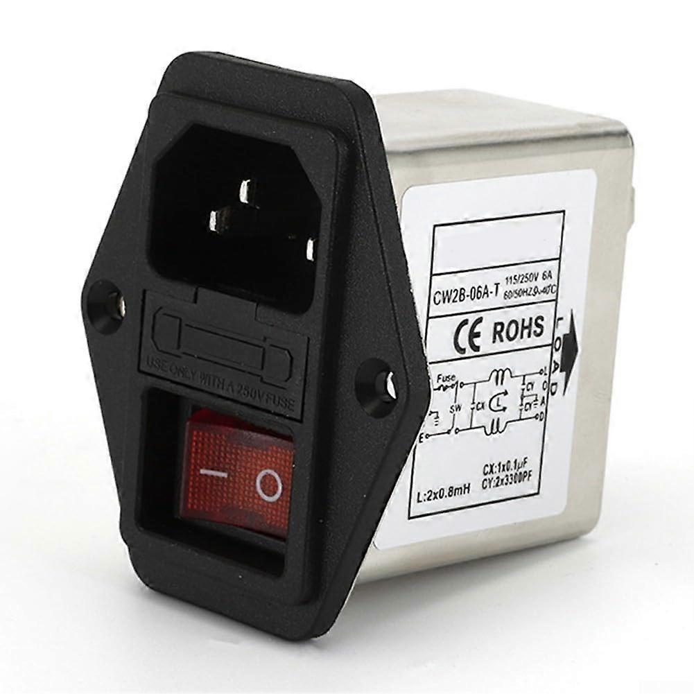 EMI Power Filter IEC Input Module with Fuse 230V Noise Reduction  Voltage Protection CW2B6A