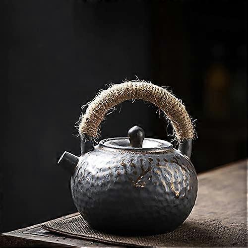 Japanese Style Ceramic Teapot 450ml Large Capacity Rust Glaze Loop Handle Kung Fu Tea Kettle