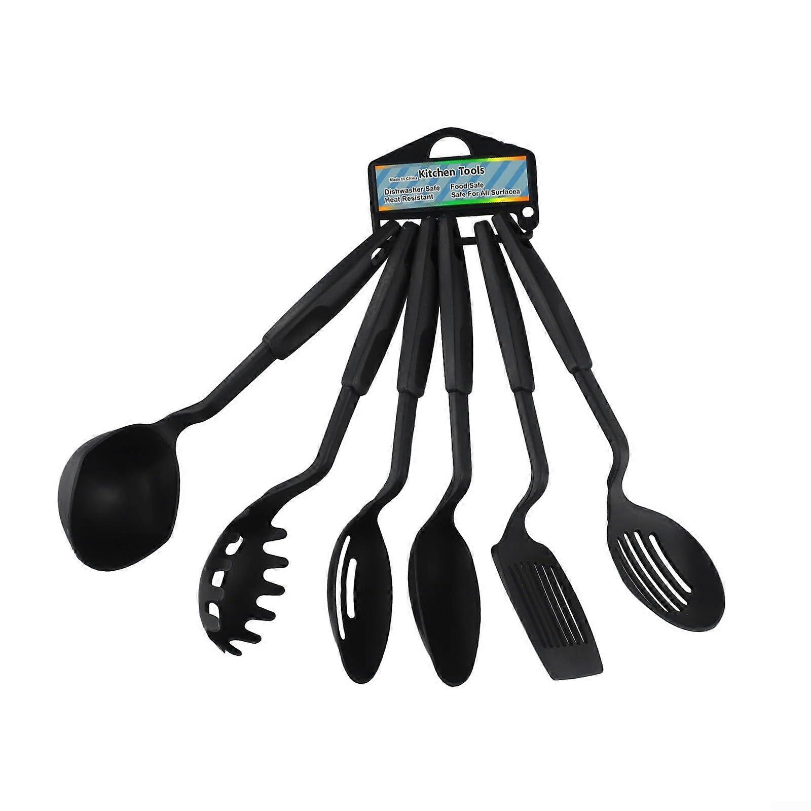 6PCS Nylon Kitchen Utensil Set Heat Resistant NonStick Cooking Tools with Stand Dishwasher Safe