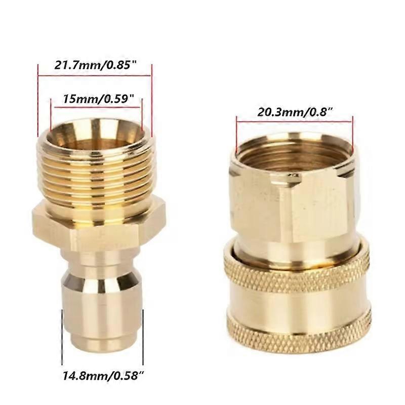 High Pressure Washer M22 Adapter Quick Connector Quick Release Fitting Power Washer Fast Connection Quick Coupler 1 Pair